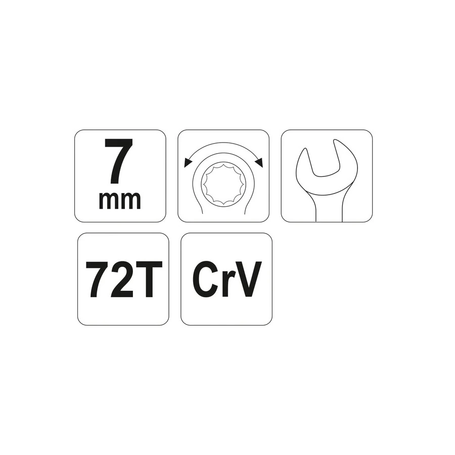 Yato 7 mm Combination Ratchet Wrench, YT-01907