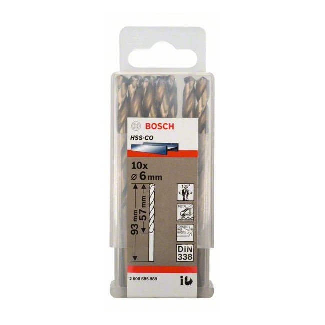 Bosch 6.00 x 93 mm HSS Twist Drill Bit Cobalt, 2 608 585 889