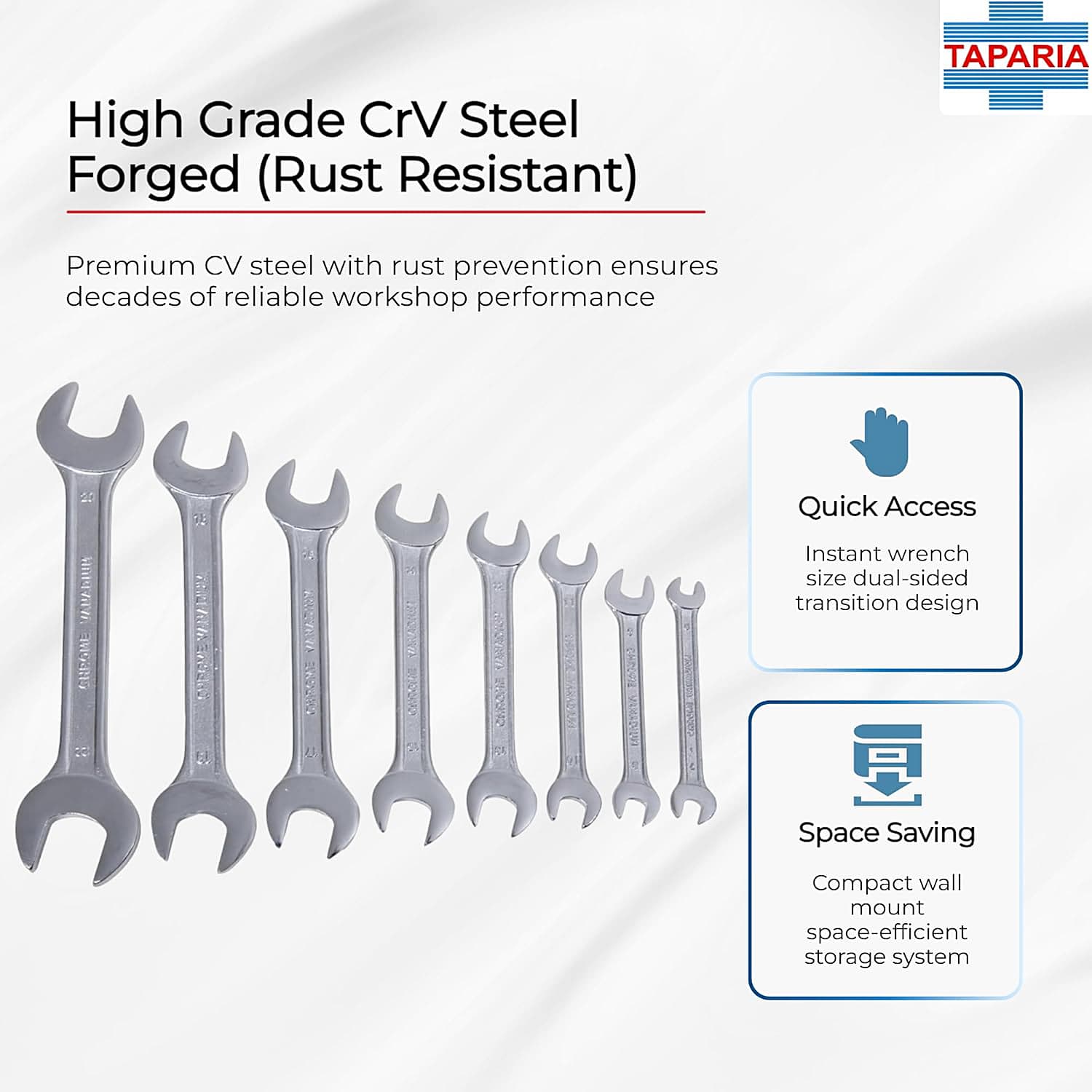 Taparia 12 Pcs Double Ended Open Jaw Spanners Set (Hanger Packing), DEP12HP