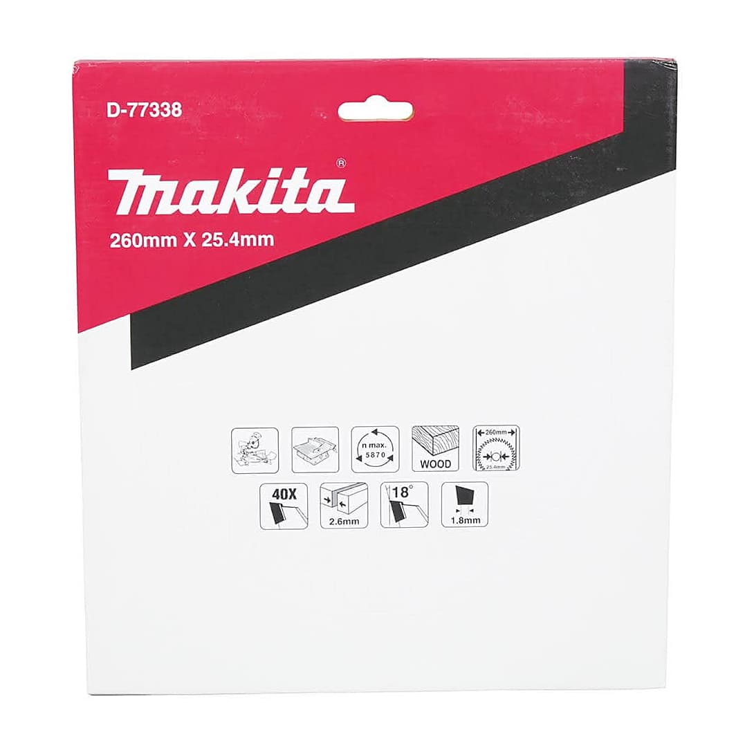 Makita 10 inch / 260 mm TCT Saw Blade For Wood (40 Teeth), D-77338