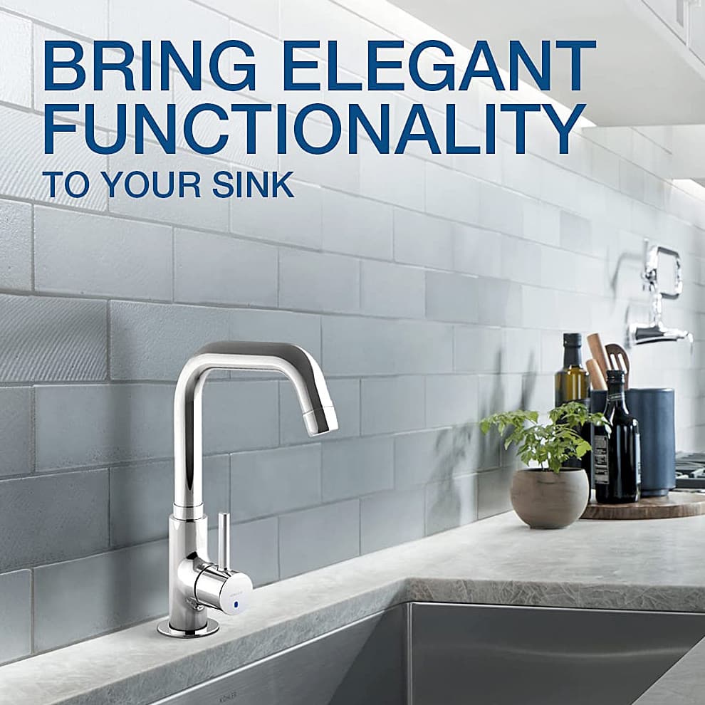Kohler Cuff Single Handle Deck Mount Cold-Only Kitchen Faucet In Polished Chrome Finish, K-37313IN-4-CP