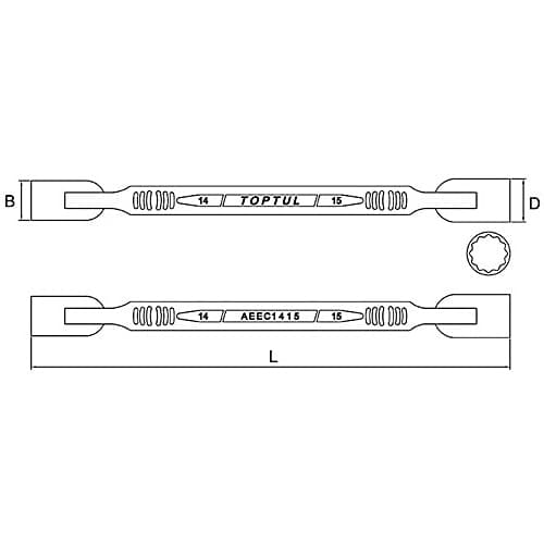 Toptul 10 x 12 mm Double End Swivel Socket Wrench (12 PT), AEEC1012
