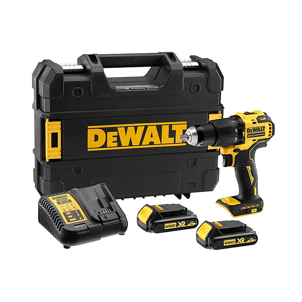 Dewalt 18V Li-ion Sub-Compact Series Cordless 1/2"/13mm Hammer Drill Driver with Brushless Motor-2x1.5Ah Batteries Included, DCD709S2T-QW