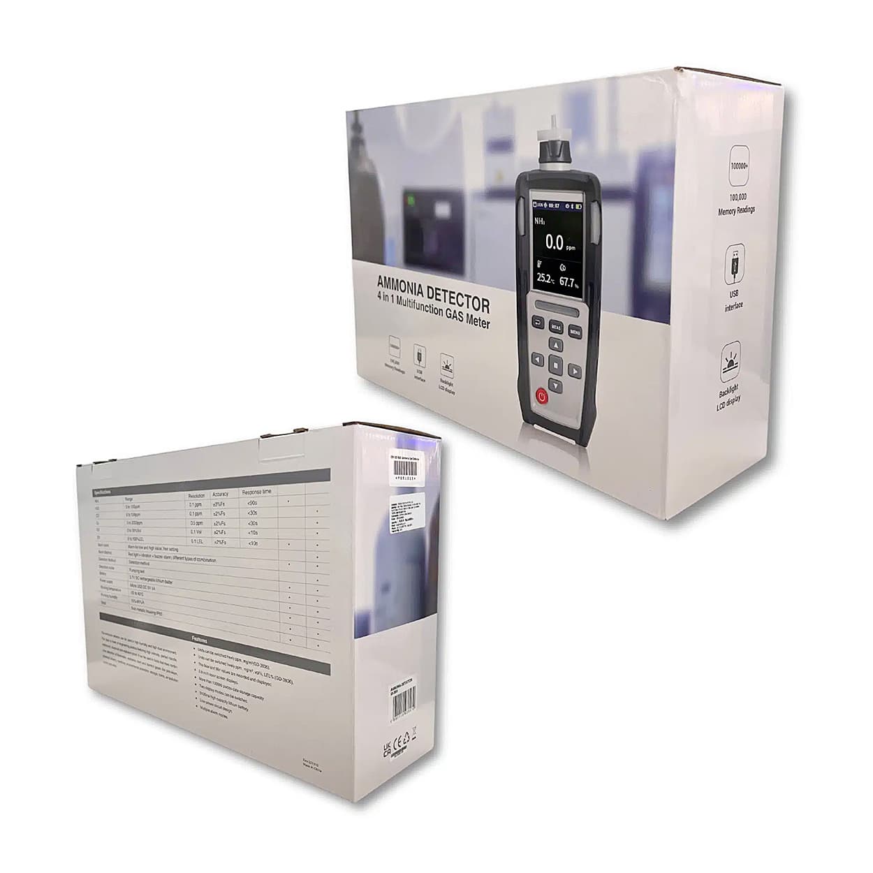 CEM 0 - 100 PPM Ammonia Gas Detector With Built-In Pump, GD-3805