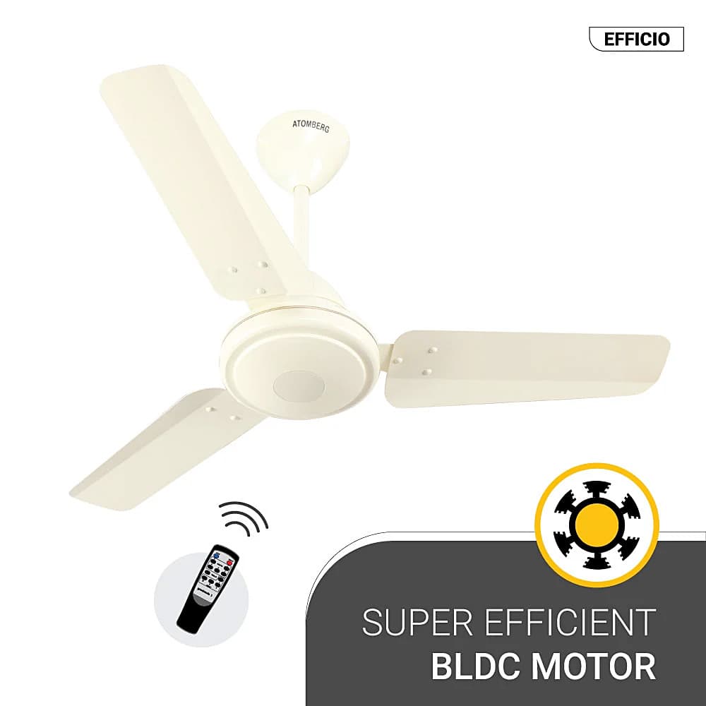 Atomberg Efficio 900 mm Energy Efficient Ceiling Fan With BLDC Motor & Remote (Ivory)