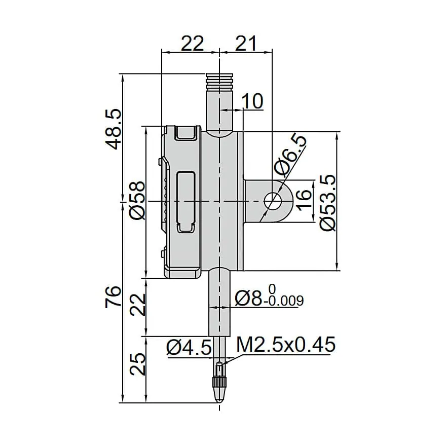 Insize 0 - 12.7 mm / 0.5 inch Flat Back Digital Indicator (Standard Type), 2112-101F