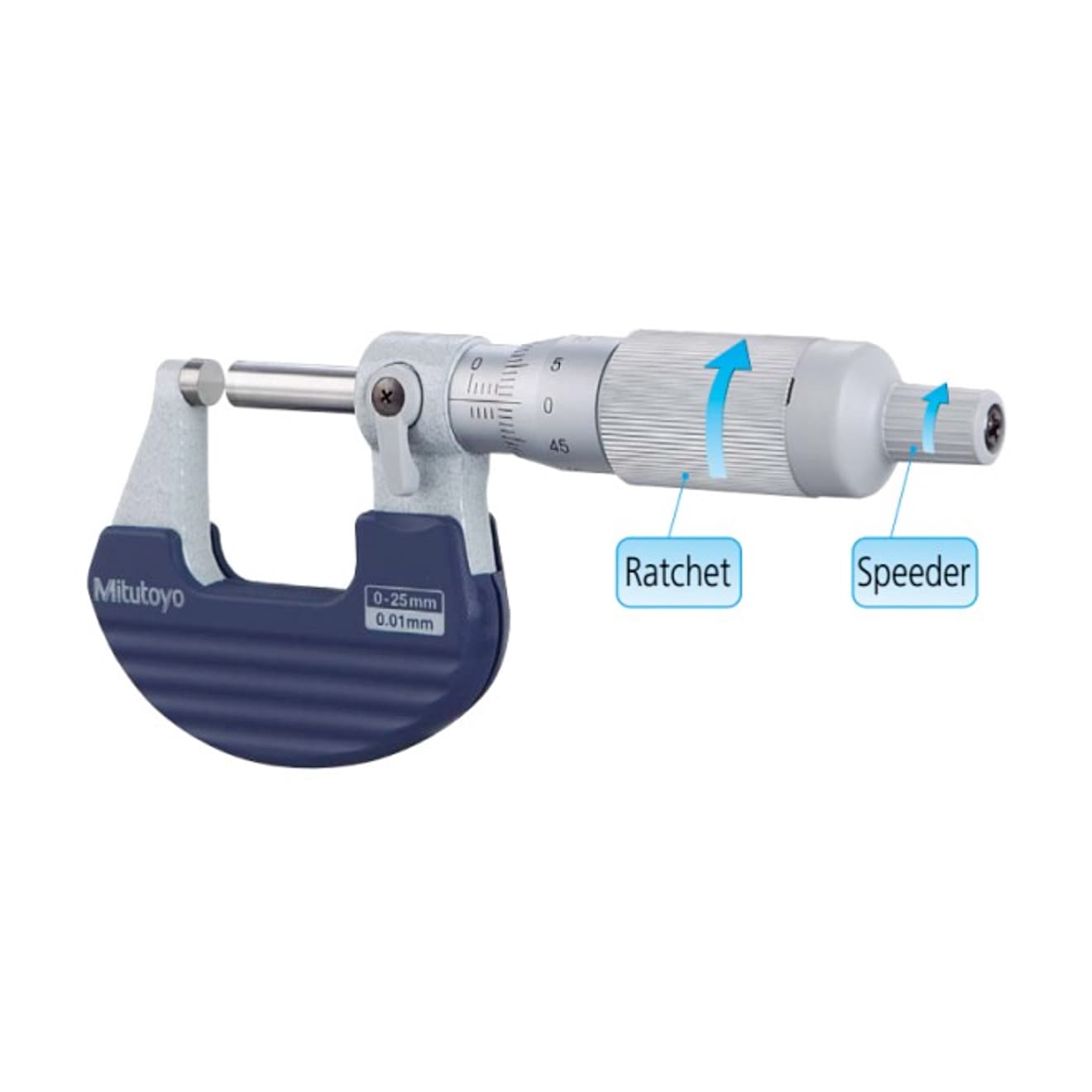 Mitutoyo 0 - 25 mm Outside Micrometer with Rachet Thimble, 102-707