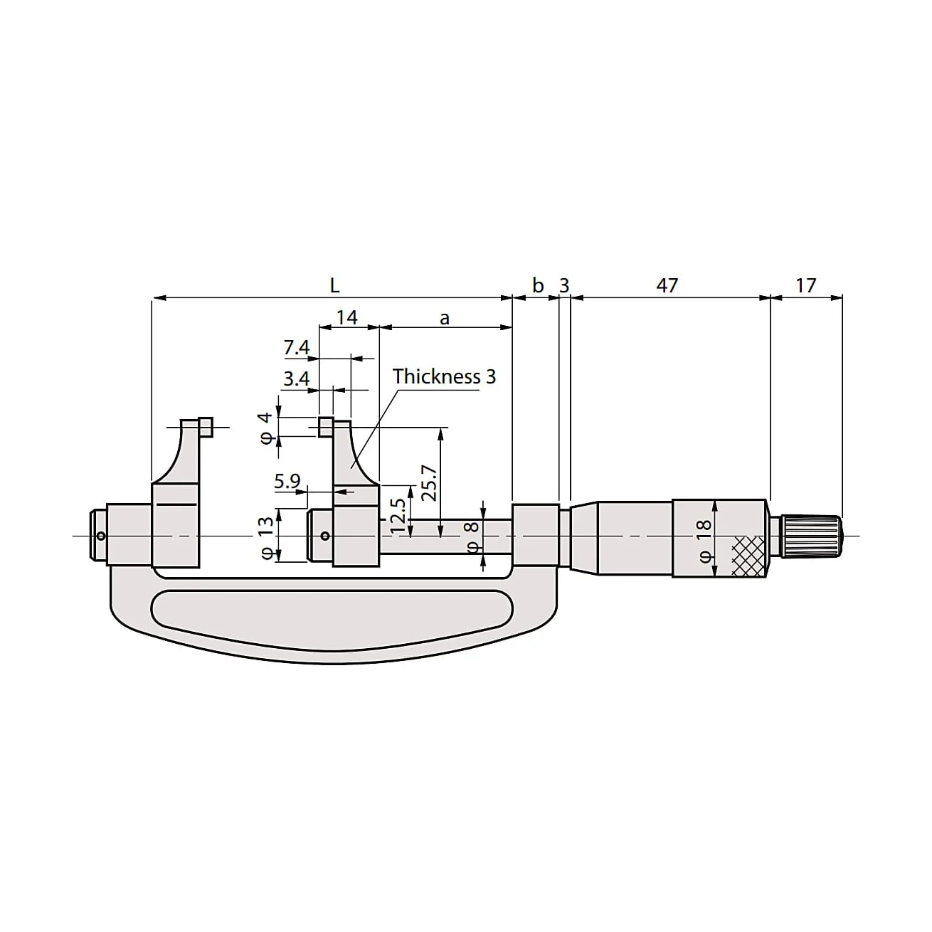Mitutoyo 50 - 75 mm Caliper Type Micrometer, 143-103