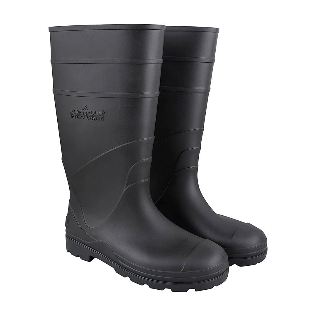 Alko Plus 15 inch PVC Gumboot with Cotton Lining & without Steel Toe (Black), APS G2