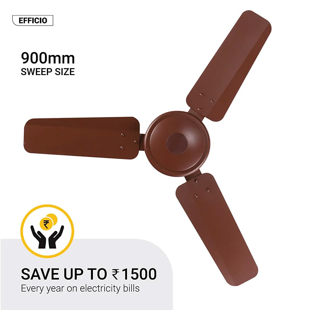 Atomberg Efficio 900 mm Energy Efficient Ceiling Fan With BLDC Motor & Remote (Matt Brown)