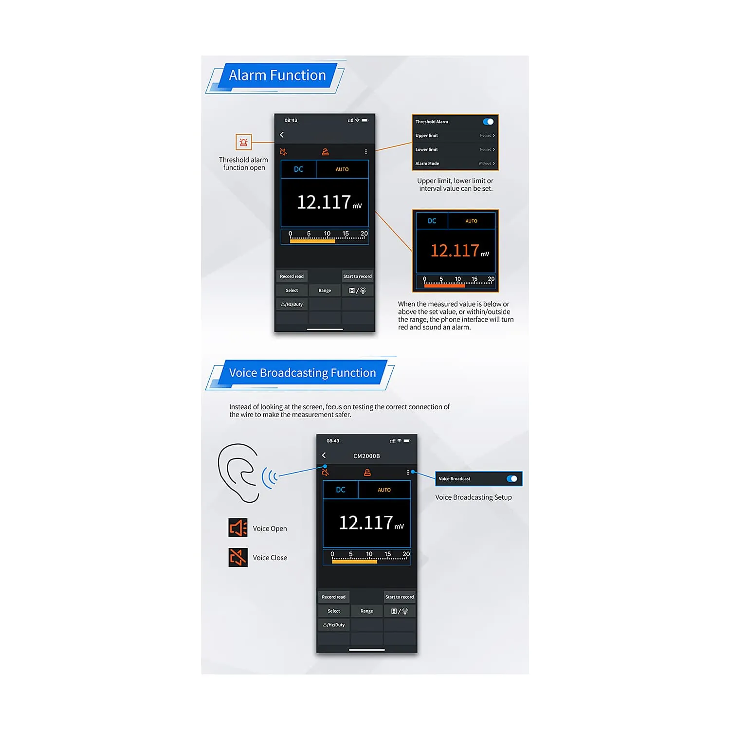 Owon 20000 Counts Smart AC/DC Clamp Meter, CM 2100B