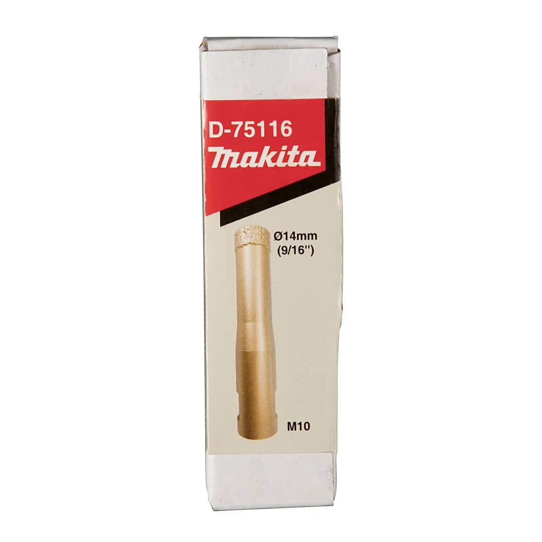 Makita 14 mm Dia x M10 mm Vacuum Brazed Diamond Core Bit, D-75116