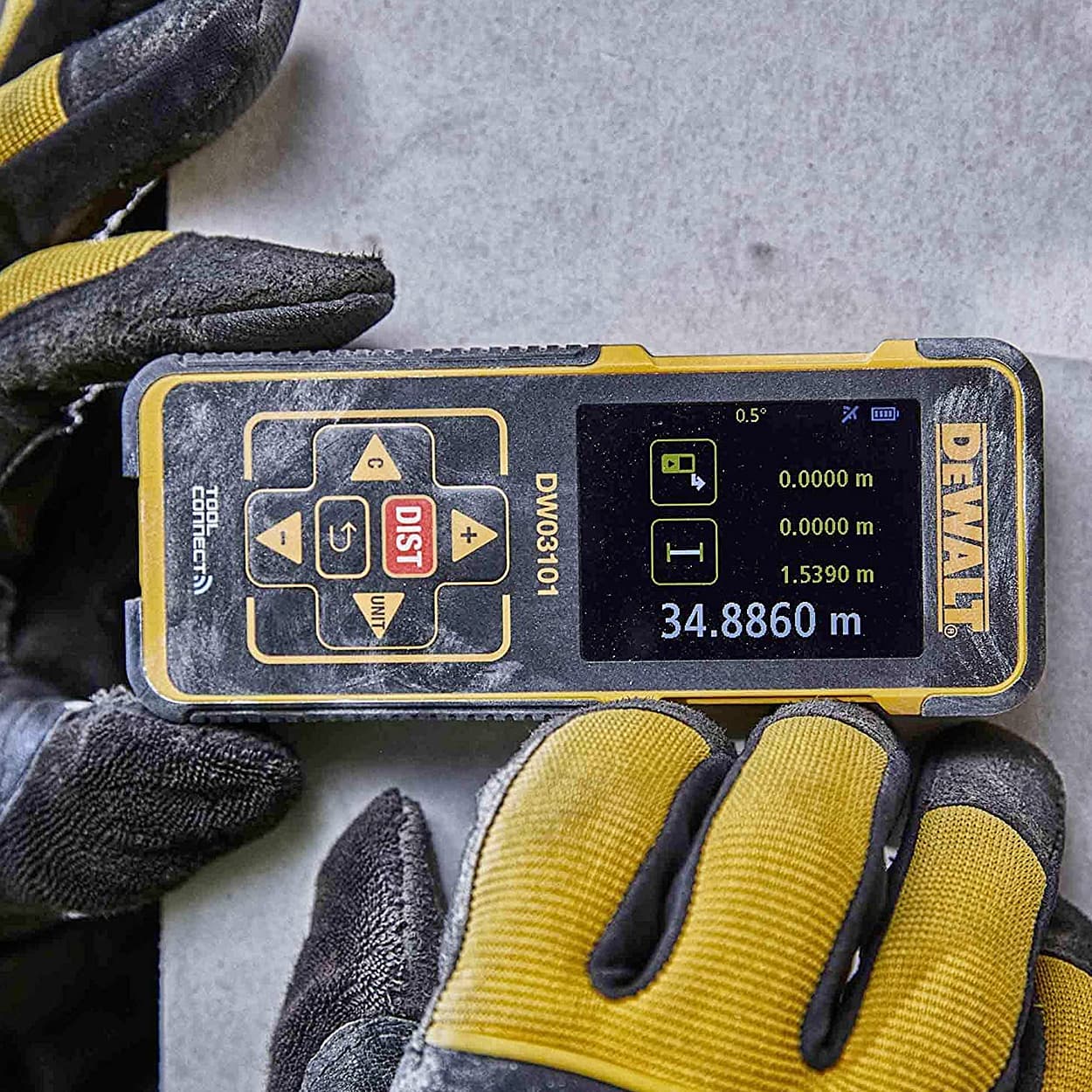 Dewalt 100 Mtr Laser Distance Measurer For Distance Area Pythagoras Volume Measurement with Colour Screen & Memory storage (330 Ft.), DW03101