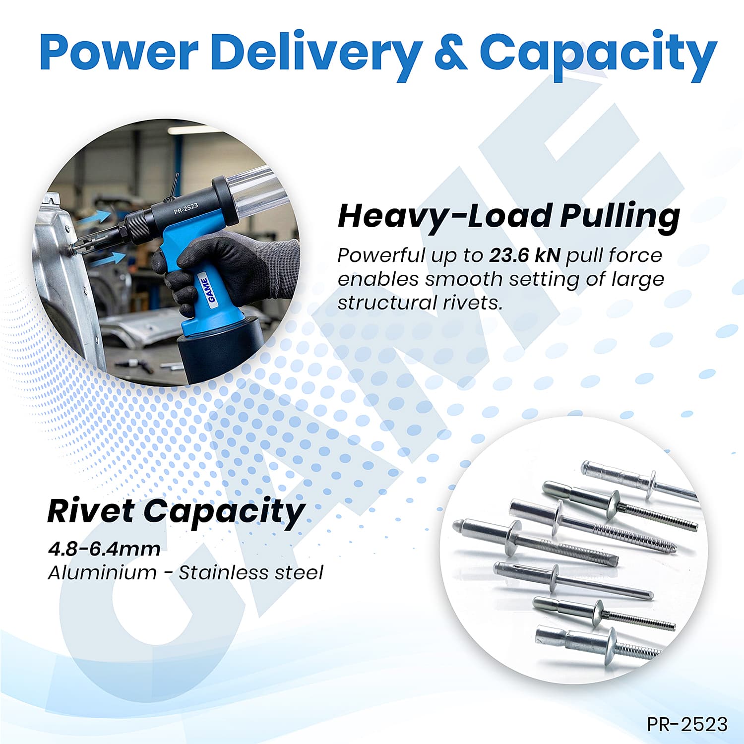 Game 4.8 - 6.4 mm Air Hydraulic Riveter, PR-2523
