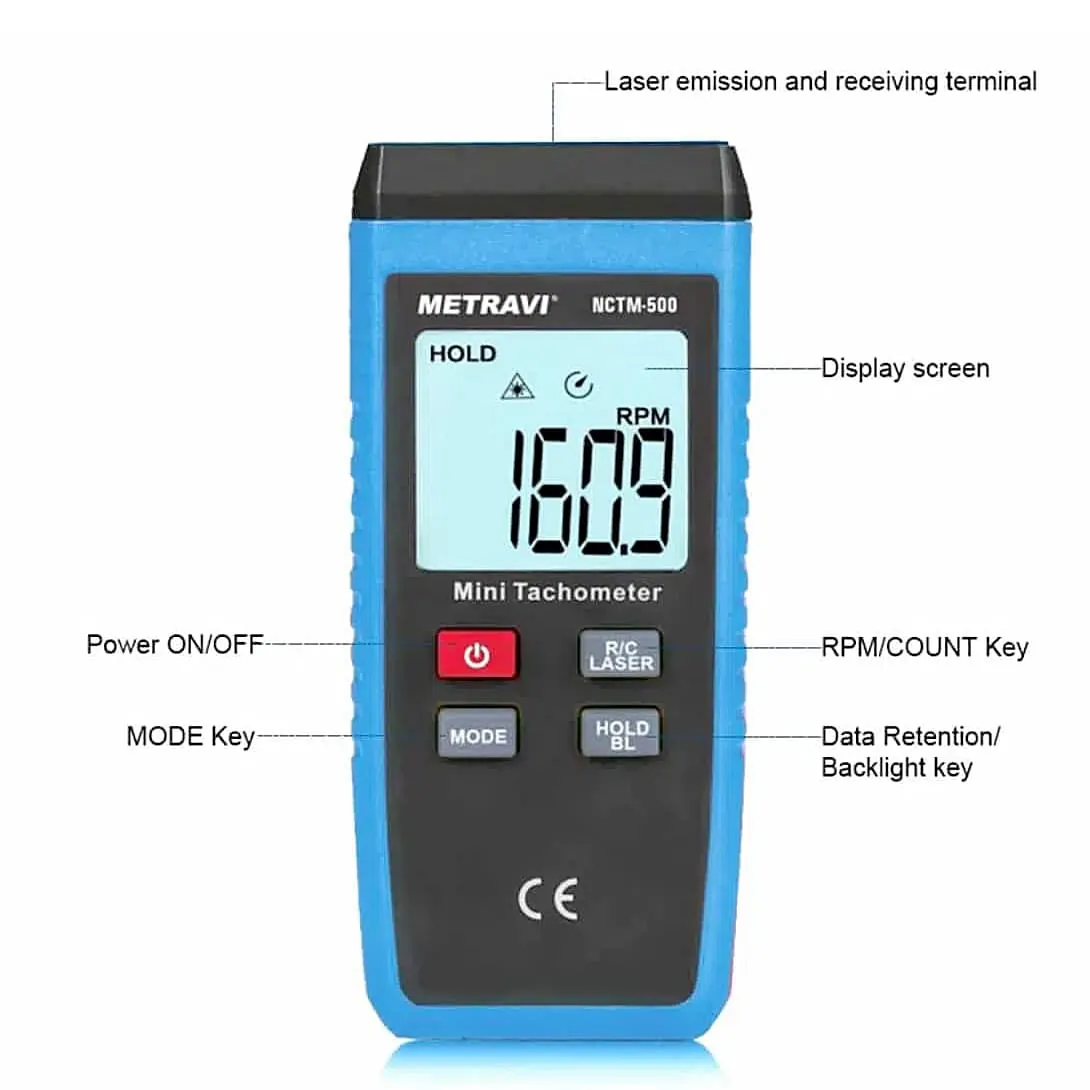 Metravi 10 - 99999 RPM Non-Contact Digital Tachometer, NCTM-500