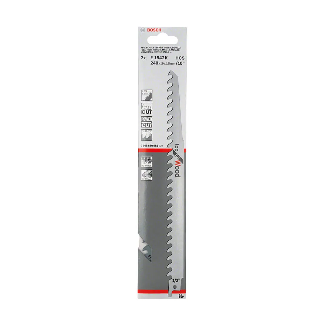 Bosch 240 mm Reciprocating Saw Blades Top For Wood (S 1542 K), 2 608 650 681