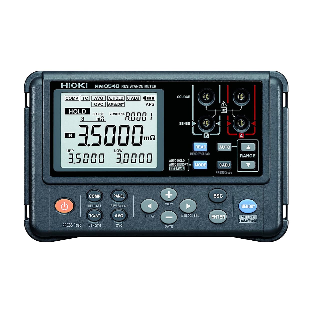 Hioki 3M Ohms / 5.5 V DC High Precision Portable Resistance Meter, RM3548