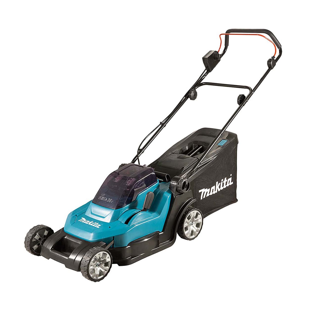 Makita 18V X2 (36V) LXT Li-ion 43 cm Cordless Lawn Mower with Rapid Charger & 2 Pcs 5.0Ah Batteries, DLM432CT2