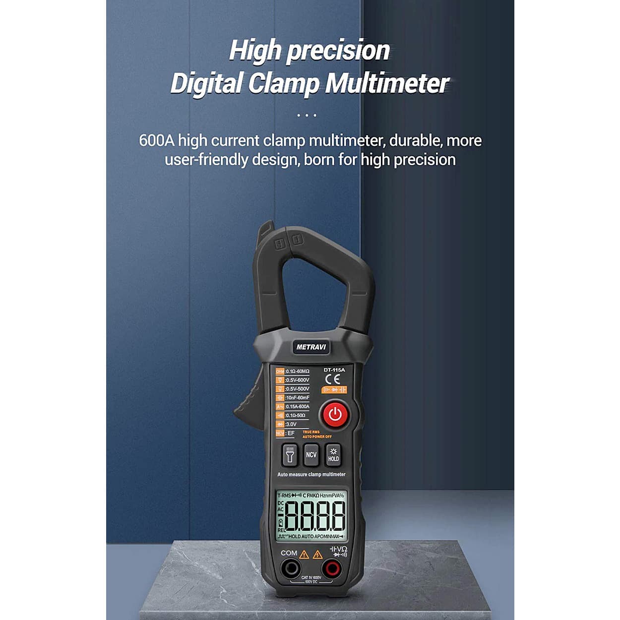 Metravi 3-5/6 Digit / 600A Digital TRMS AC/DC Clamp Meter, DT-115A