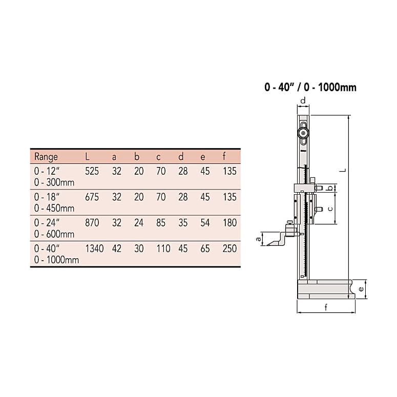 Mitutoyo 300 mm / 12 inch Vernier Height Gauge With Adjustable Main Scale (Mechanical Type), 514-103