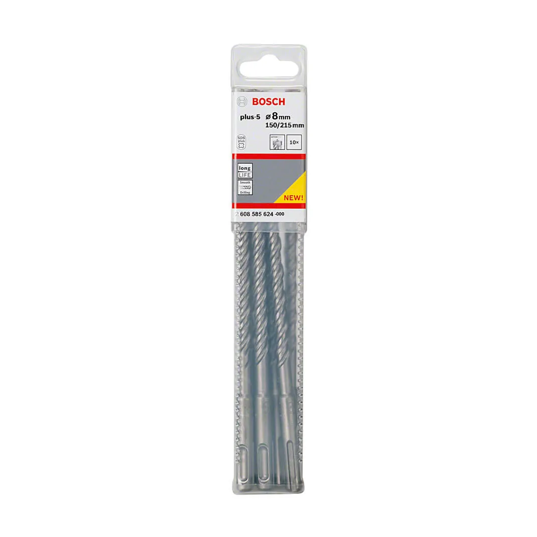 Bosch 8 x 215 mm SDS Plus-5X Hammer Drill Bits, 2 608 585 624