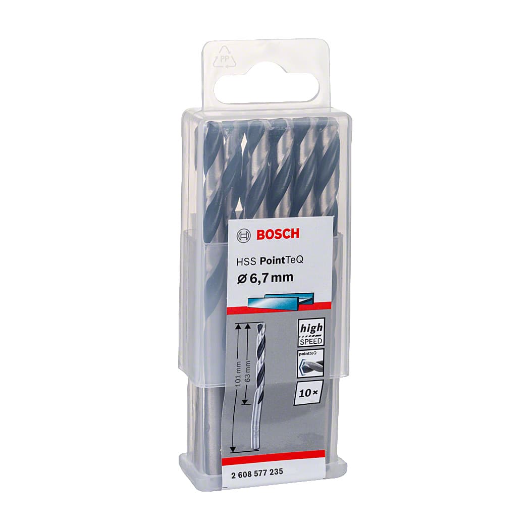 Bosch 6.70 mm HSS Metal Drill Bits PointTeQ Range (Pack of 10 Pcs), 2 608 577 235