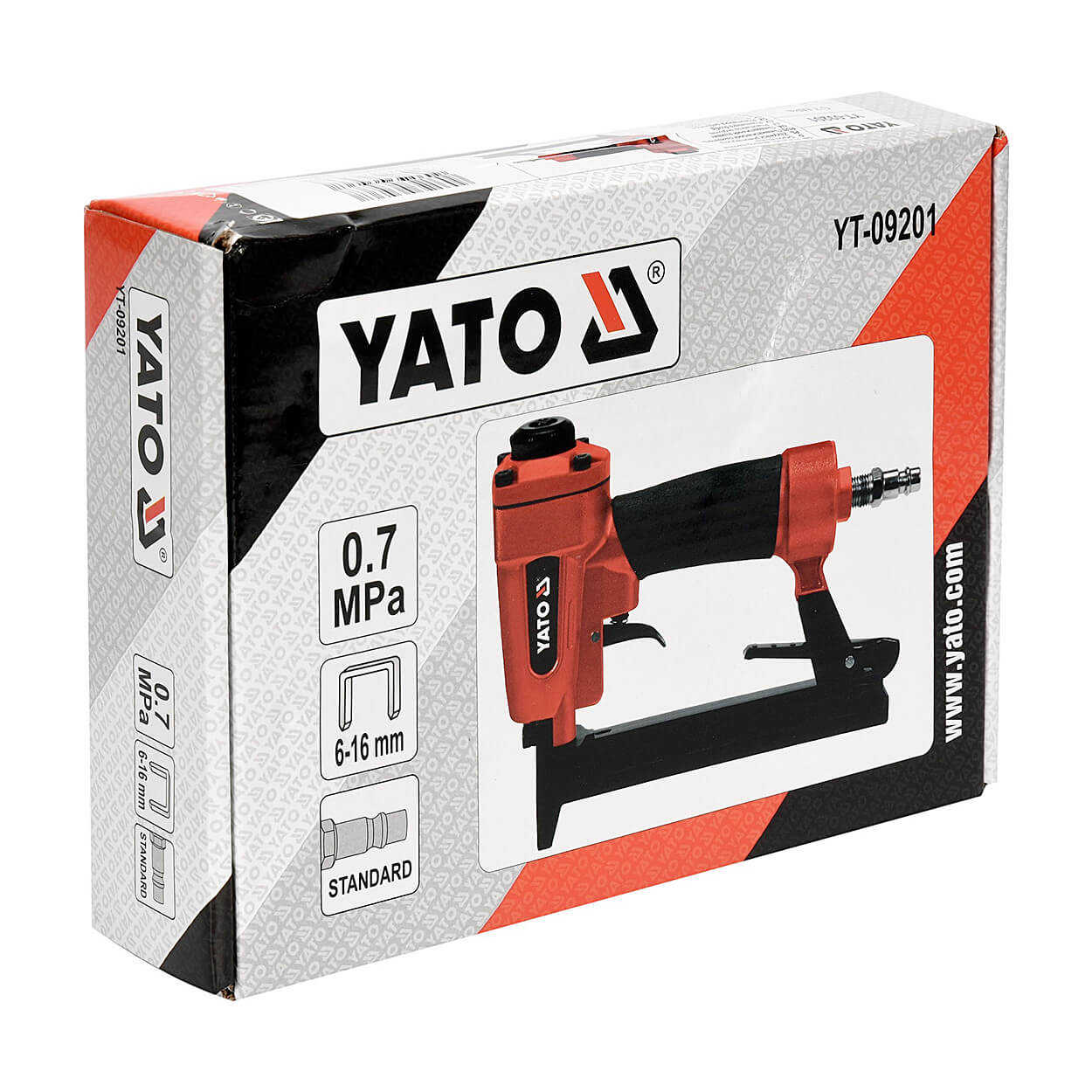 Yato 6 - 16 mm Pneumatic Stapler For Staples, YT-09201