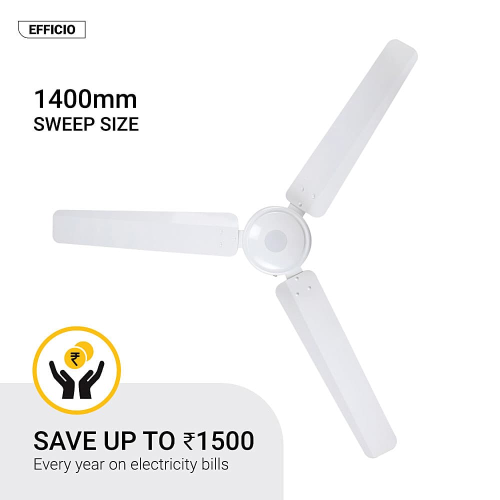 Atomberg Efficio 1400 mm Energy Efficient Ceiling Fan With BLDC Motor & Remote (White)