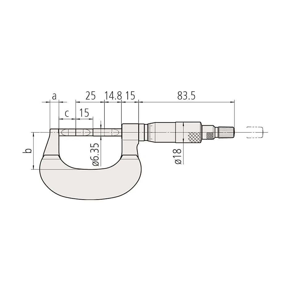 Mitutoyo 0 - 25 mm Non-rotating Spindle Blade Micrometer (Type B), 122-111-10