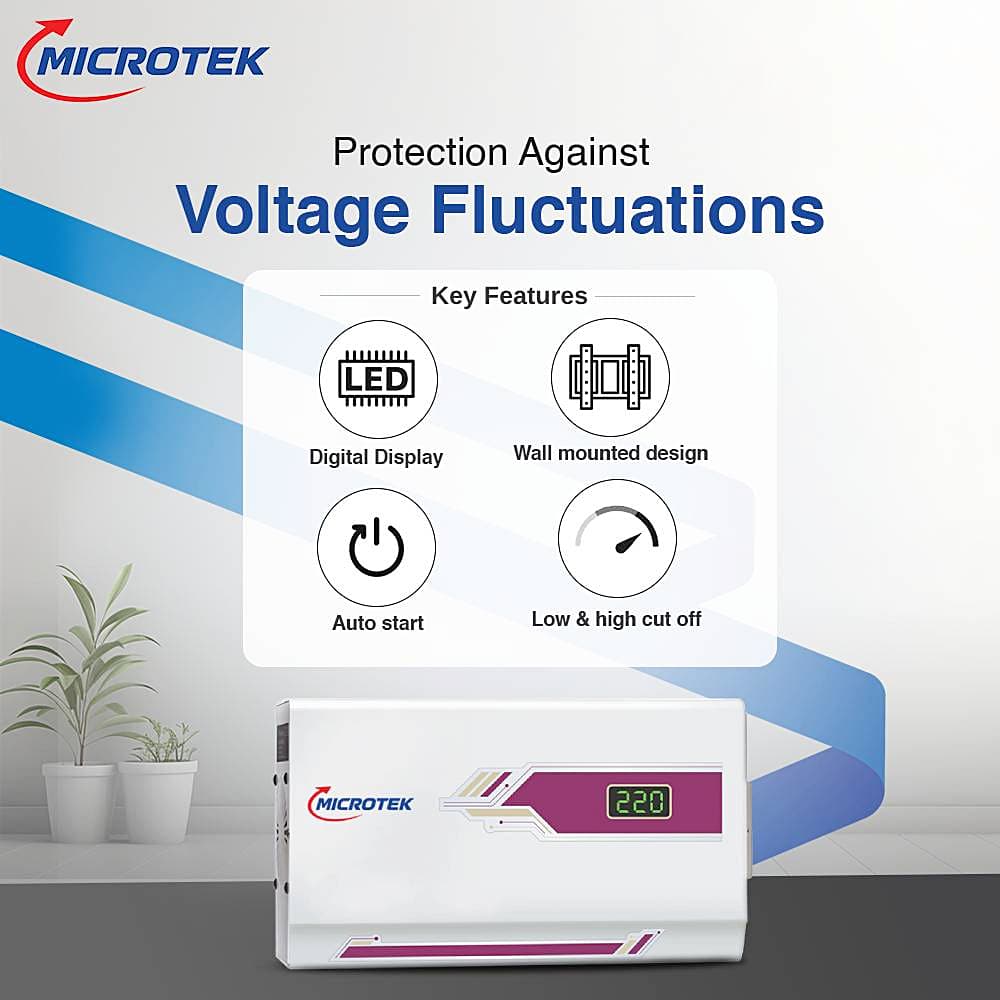 Microtek PEARL EM 4090 90-300V Automatic Voltage Stabilizer for Air Conditioners (A.C.) upto 1.5 Ton, 899-081-4090