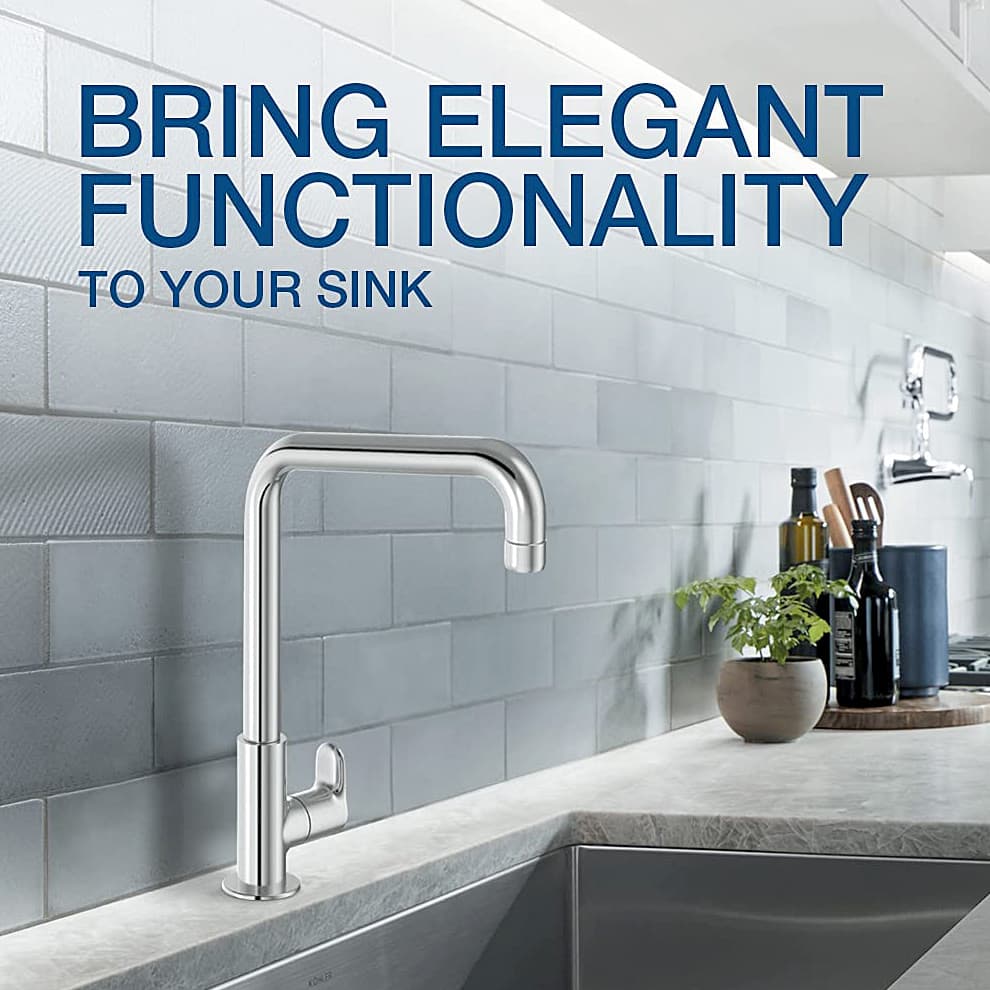Kohler July Deck Mount Cold Only Kitchen Faucet In Polished Chrome Finish, K-20585IN-4-CP