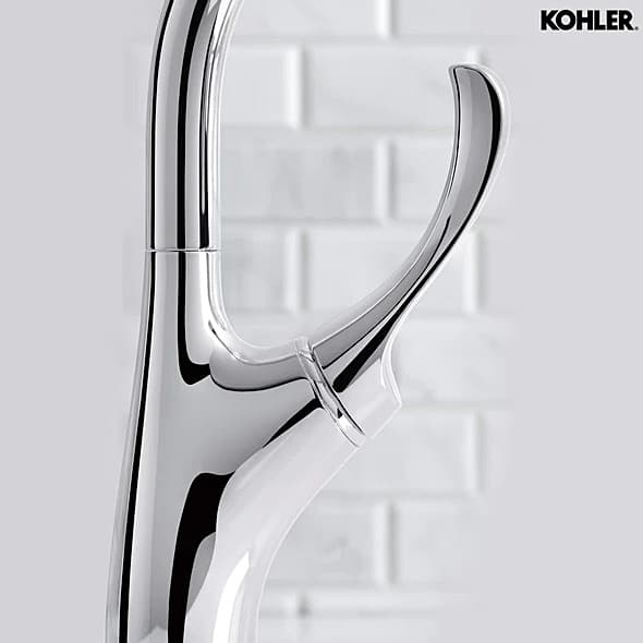 Kohler Mazz 2-Hole Kitchen Faucet With 15-1/2" Pulldown Spout & Soap Dispenser In Polished Chrome Finish, K-72511IN-SD-CP