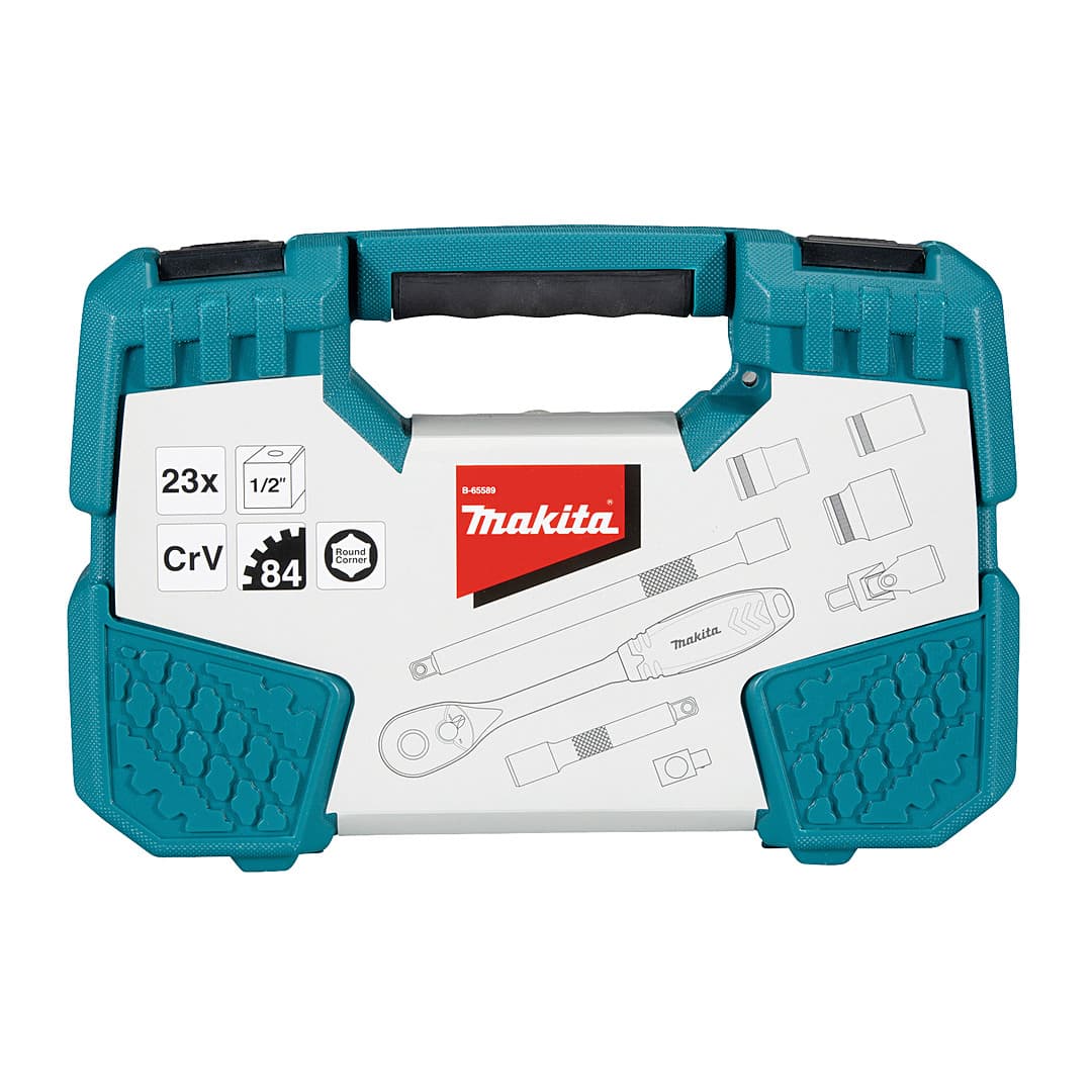 Makita 23 Pcs 1/2 inch Sq. Drive Ratchet & Socket Set, B-65589