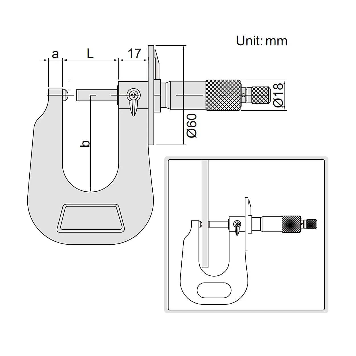 Insize 0 - 15 mm Sheet Metal Micrometer, 33263-15A