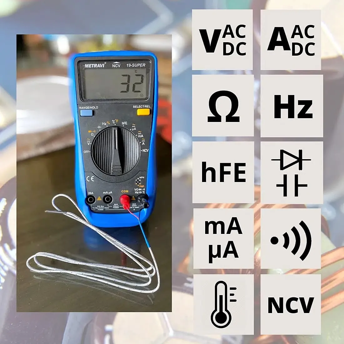 Metravi 6000 Counts / 1000V Digital TRMS Auto-Ranging Multimeter, 19-Super