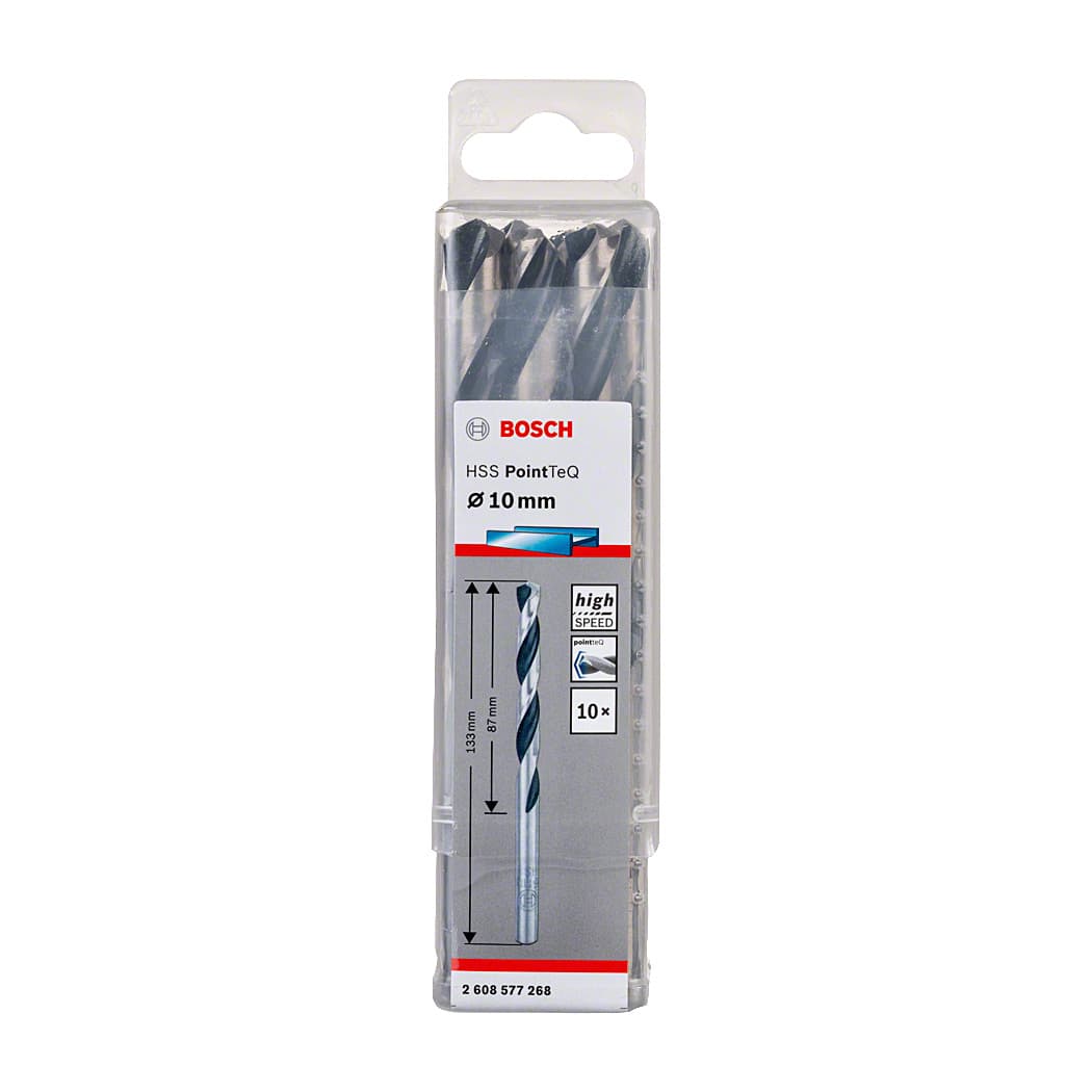 Bosch 10.0 mm HSS Metal Drill Bits PointTeQ Range (Pack of 10 Pcs), 2 608 577 268