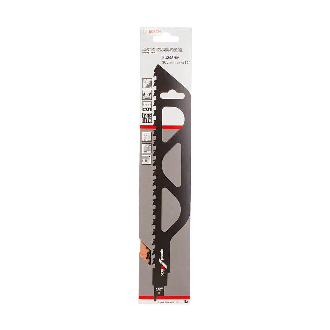 Bosch 305 mm Reciprocating Saw Blades Endurance for Brick (S 1243 HM), 2 608 650 355