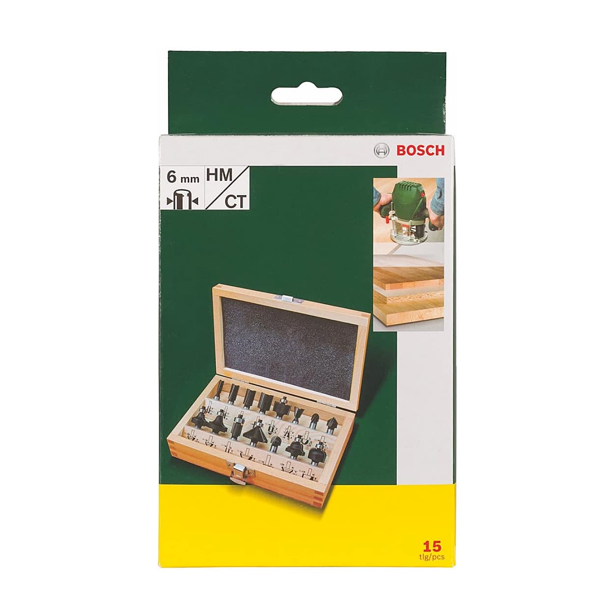 Bosch 6.00 mm Shank Trimming & Edging Router Bits Set (Pack Of 15 Pcs), 2 607 019 470