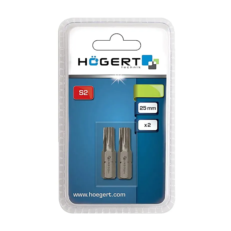 Hogert T30 x 25 mm Length Torx Screwdriver Bit (Pack of 2 Pcs), HT1S366