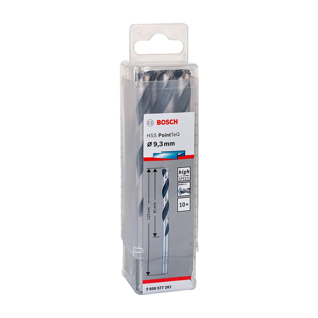 Bosch 9.30 mm HSS Metal Drill Bits PointTeQ Range (Pack of 10 Pcs), 2 608 577 261