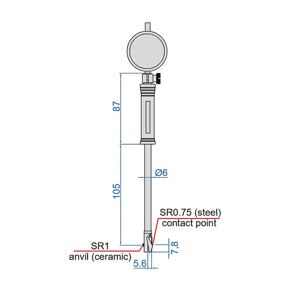 Insize 10 - 18.5 mm Precision Bore Gauge for Small Hole without Dial Indicator, 2284-18