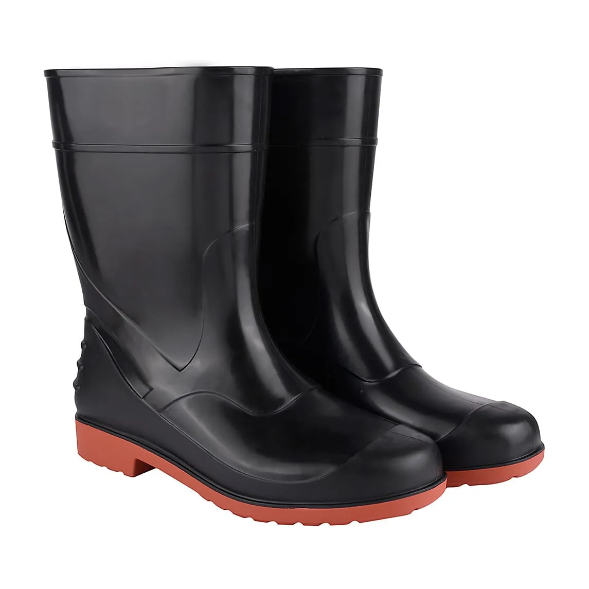 Alko Plus 11 inch PVC Gumboot without Cotton Lining & Steel Toe (Black & Red), APS G11