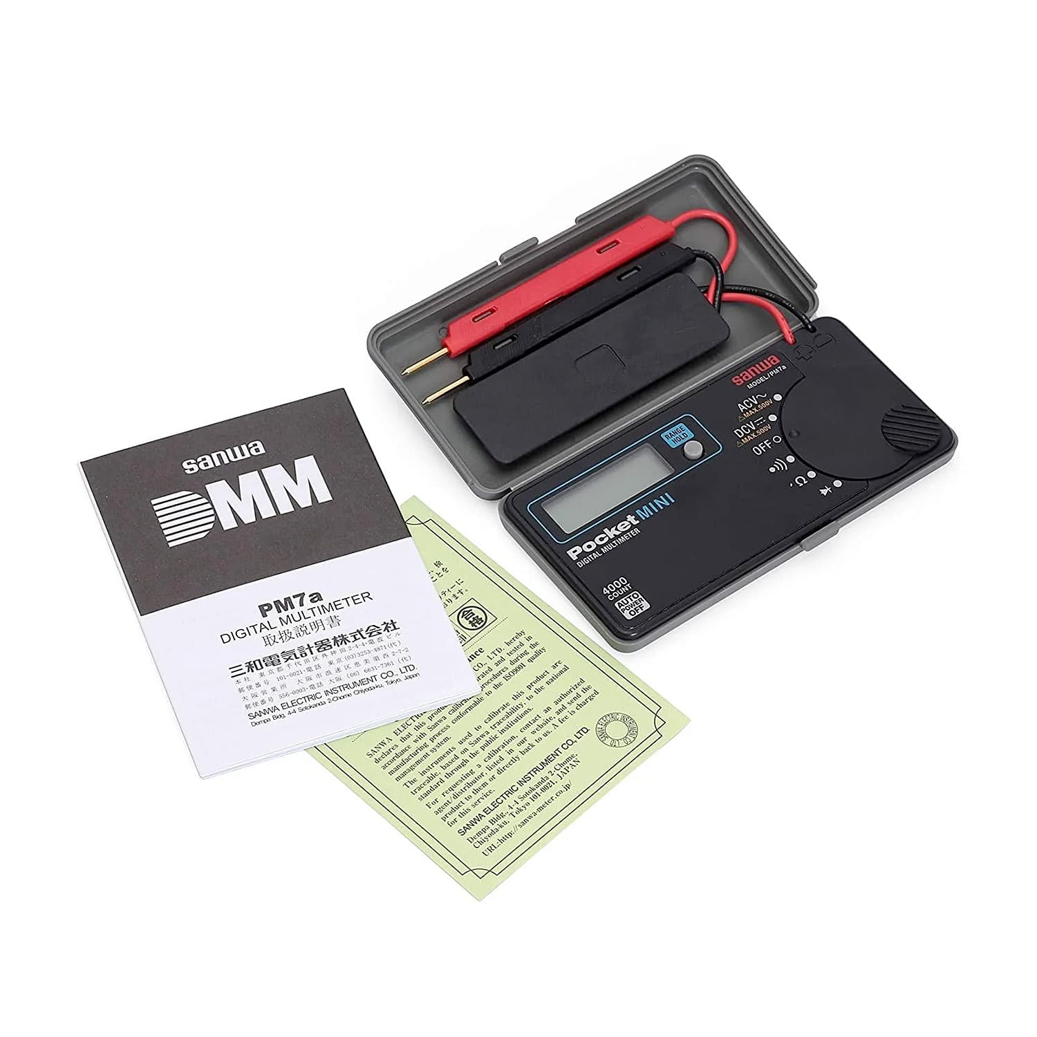 Sanwa 4000 Count Pocket Size Digital Multimeter with Built-In Case, PM7A