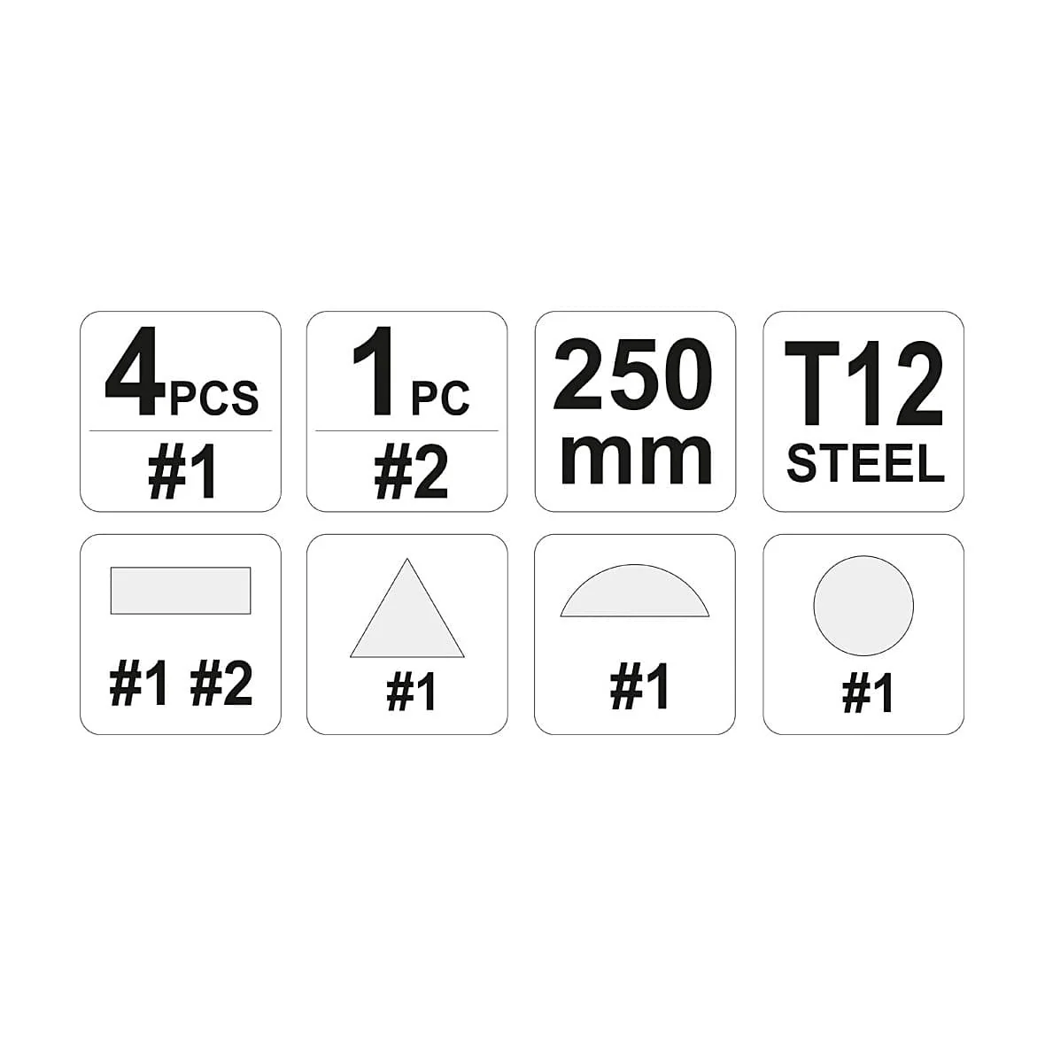 Yato 250 mm Metal File Set (Pack Of 5 Pcs), YT-6238