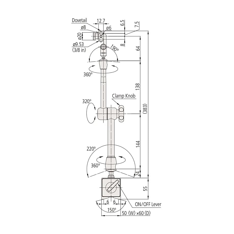 Mitutoyo 346 mm Universal Magnetic Stand, 7033-10