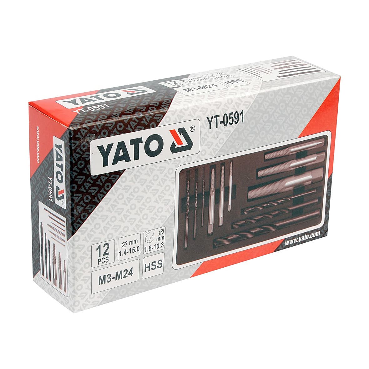 Yato 12 Pcs Screw Extractors & HSS Drill Bits Set, YT-0591