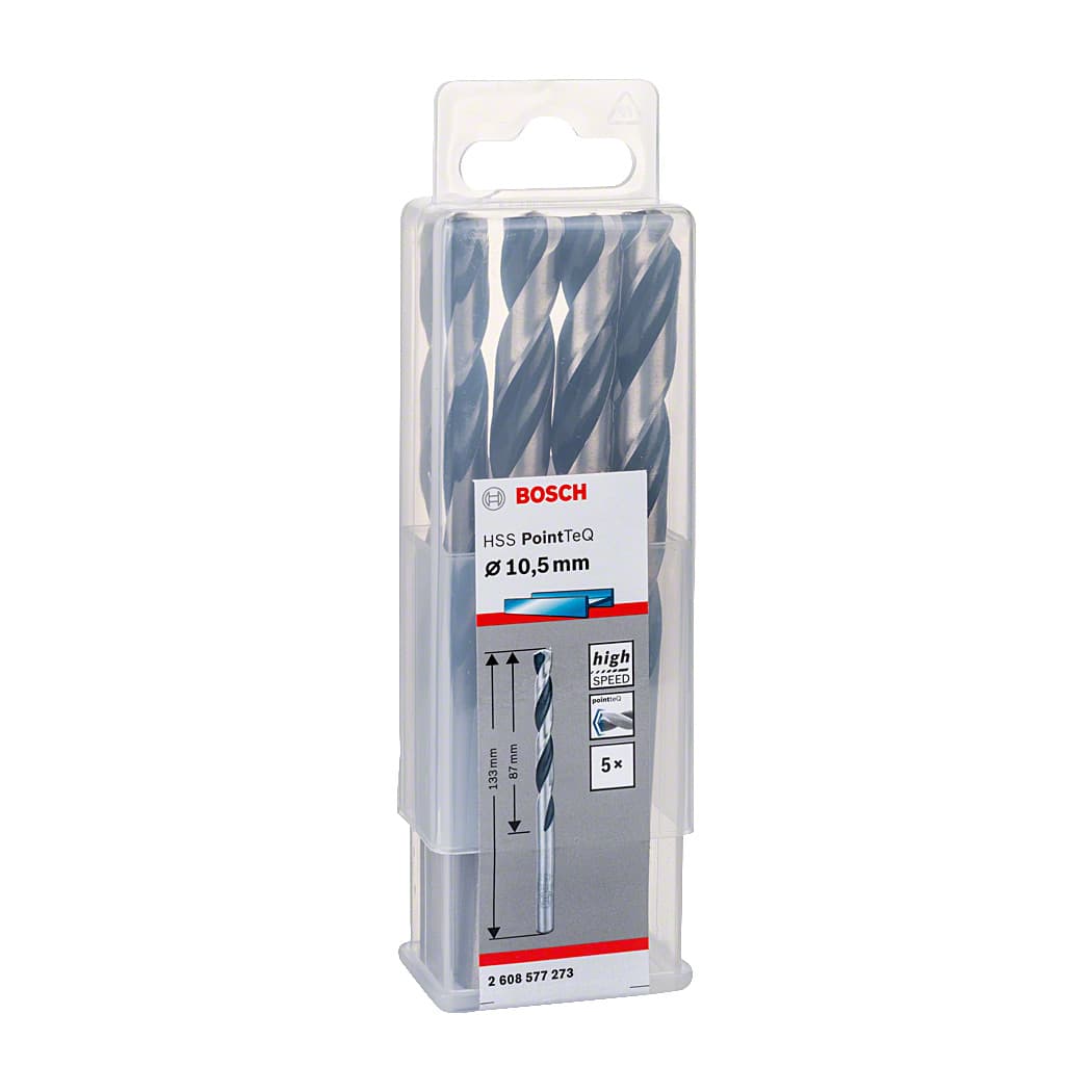 Bosch 10.60 mm HSS Metal Drill Bits PointTeQ Range (Pack of 5 Pcs), 2 608 577 274