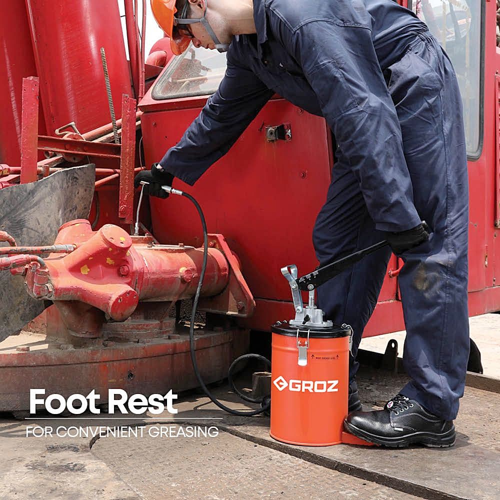 Groz 3 Kg Hand Operated Bucket Grease Pump With Variable Handle Setting (Without Wheel), VGP/3A/RF