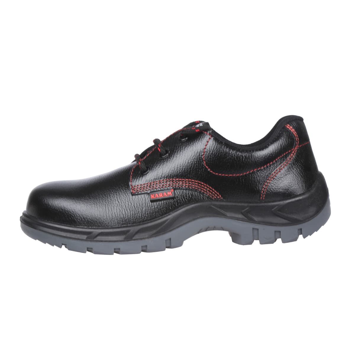 Karam Men's Deluxe Leather Safety Shoe - Steel Toe (Black & Light Grey), FS01BL