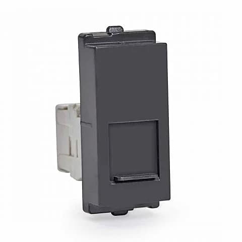 Schneider Electric Opale 1 Module RJ 45 Telephone Outlet With Shutter - Coke Grey (Pack of 20 Pcs), AAKY4045